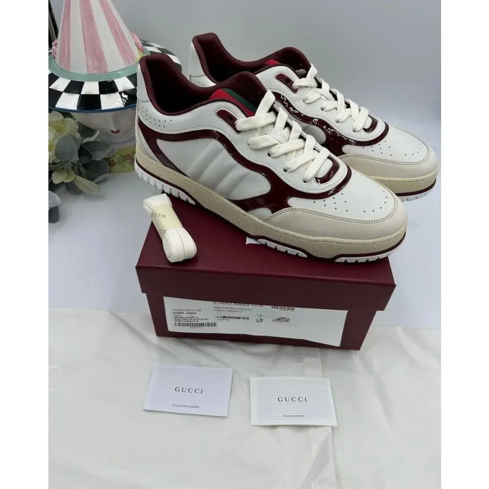Men's Gucci re web leather sneakers size 12 fits 12.5 US made in Italy